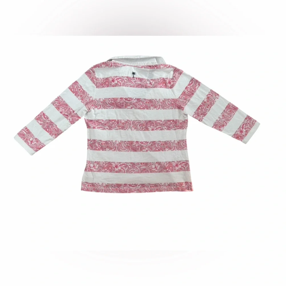 Tommy Bahama Prima Petals Striped Long Sleeve Top | Pink & White - Picture 2 of 9